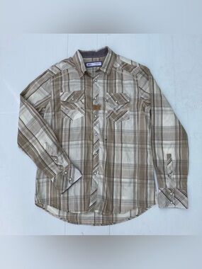 BKE Buckle Mens Standard Fit Pearl Snap Long Sleeve Shirt Large Western